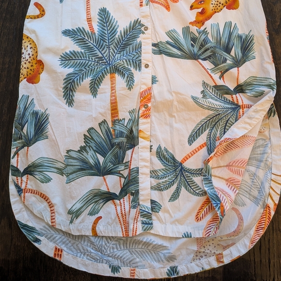 Anthropologie Maeve The Lillian Button-Front Dress L Jungle Tropical Vacation - Picture 6 of 16
